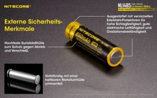 Nitecore 14500er 850 mAh NL1485 protected