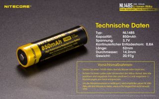 Nitecore 14500er 850 mAh NL1485 protected