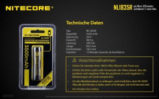Nitecore 18650er 3500 mAh mit Micro USB Ladeanschluß