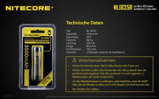 Nitecore 18650er 3500 mAh mit Micro USB Ladeanschlu