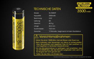Nitecore 18650er 3500 mAh HP 8A protected