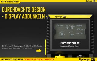 Nitecore Digicharger D2 EU - AAA, AA, RCR123, 18650er Lader