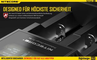 Nitecore Digicharger D2 EU - AAA, AA, RCR123, 18650er Lader