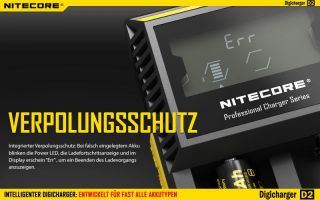 Nitecore Digicharger D2 EU - AAA, AA, RCR123, 18650er Lader
