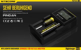 Nitecore Digicharger D2 EU - AAA, AA, RCR123, 18650er Lader