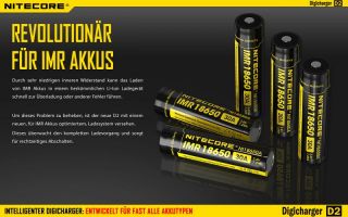 Nitecore Digicharger D2 EU - AAA, AA, RCR123, 18650er Lader