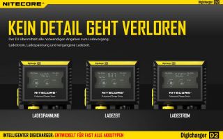 Nitecore Digicharger D2 EU - AAA, AA, RCR123, 18650er Lader