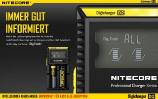 Nitecore Digicharger D2 EU - AAA, AA, RCR123, 18650er Lader