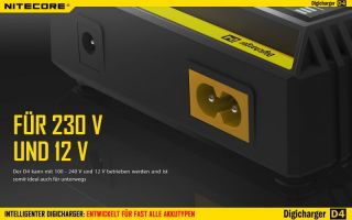Nitecore Digicharger D4 - AAA, AA, RCR123, 18650er Lader