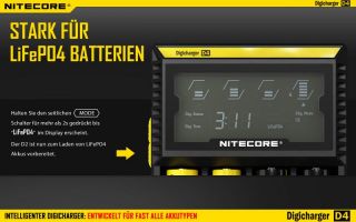 Nitecore Digicharger D4 - AAA, AA, RCR123, 18650er Lader