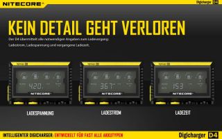Nitecore Digicharger D4 - AAA, AA, RCR123, 18650er Lader