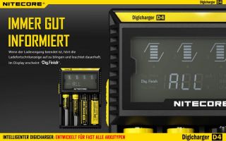 Nitecore Digicharger D4 - AAA, AA, RCR123, 18650er Lader