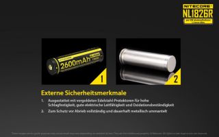 Nitecore 18650er 2600 mAh mit Micro USB Ladeanschlu