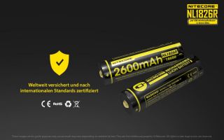 Nitecore 18650er 2600 mAh mit Micro USB Ladeanschlu