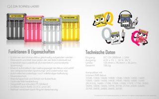 Nitecore Q4 - 2A Ladestrom schwarz