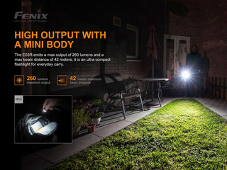 Fenix E03R LED Schlüsselbundlampe 260 Lumen