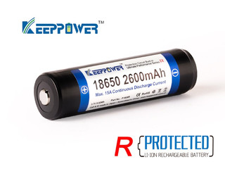 Keeppower 2600mAh 15A 18650er protected (Sony Konion Zelle)