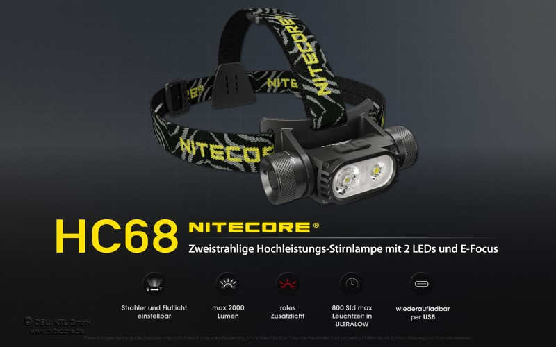 Nitecore HC68 E-Focus - Hochwertige und helle LED und UV