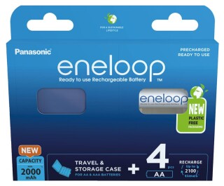 4er Pack AA Eneloop + Schutzbox min. 2000mAh