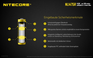 Nitecore 14500er 750 mAh NL1475R protected